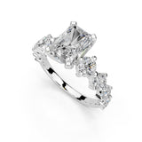 Radiant Cut Fancy  Lab Grown Diamond Engagement Ring with Round side stones