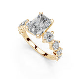 Radiant Cut Fancy  Lab Grown Diamond Engagement Ring with Round side stones