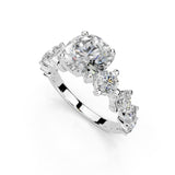 Round Cut Fancy Lab Grown Diamond Engagement Ring with Round side stones