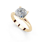 Anillo de compromiso con diamante cultivado en laboratorio con corte en forma de cojín (ancho de 2 mm)