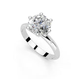 Anillo de compromiso con diamante cultivado en laboratorio de talla redonda y solitario (2 mm de ancho)