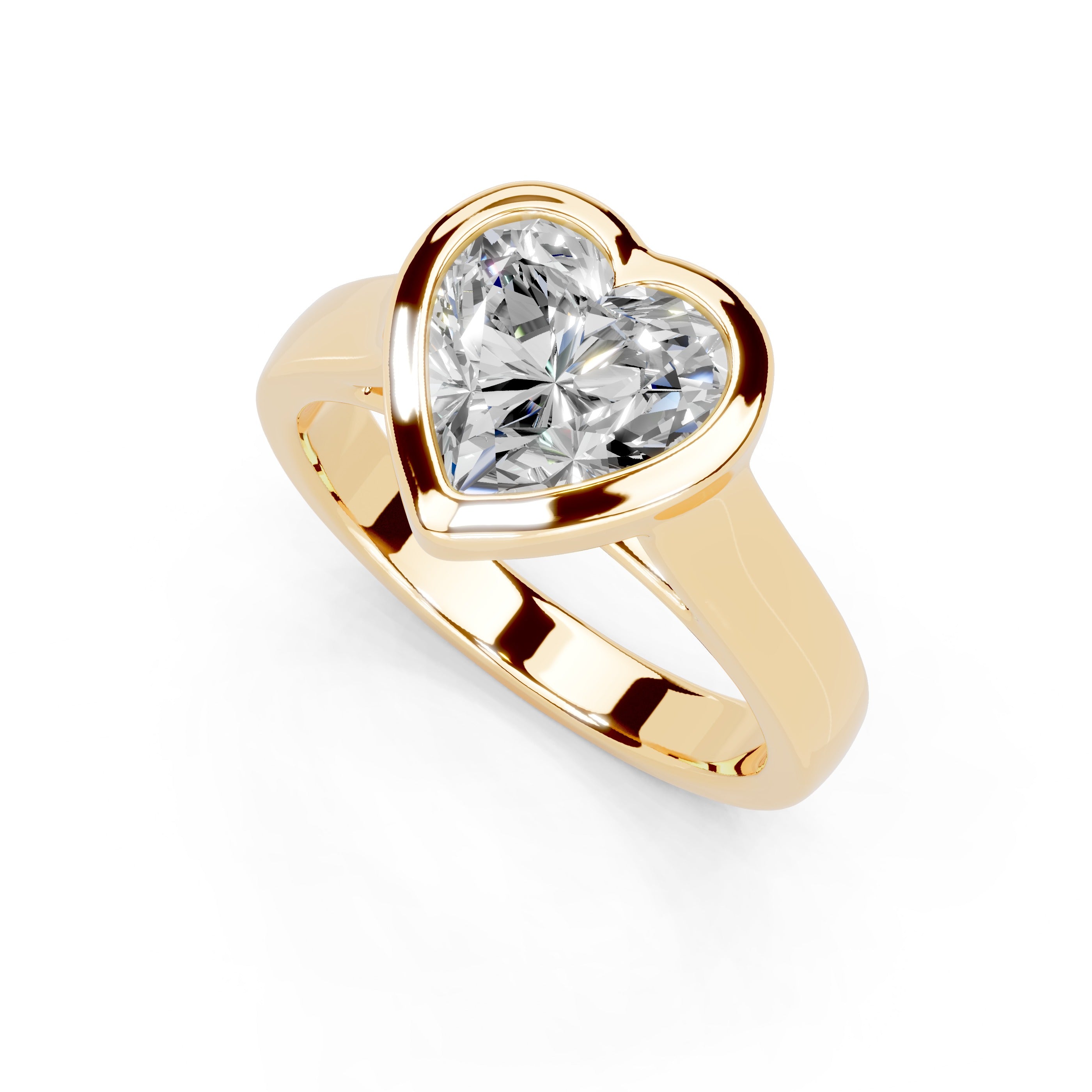 Raivari Heart Cut 3CT Moissanite Engagement Ring - Bezel Setting In 18K White Gold Plated Silver