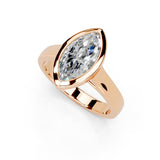 Marquise Cut Bezel Setting Lab Grown Diamond Engagement Ring