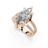 Marquise Cut Split Shank Lab Grown Diamond Engagement Ring with Pave Setting