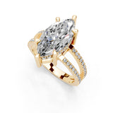 Marquise Cut Split Shank Lab Grown Diamond Engagement Ring with Pave Setting