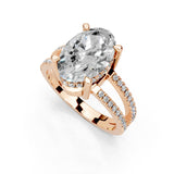 Oval Cut Split Shank Lab Grown Diamond Engagement Ring with Pave Setting