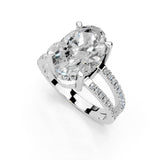 Oval Cut Split Shank Lab Grown Diamond Engagement Ring with Pave Setting