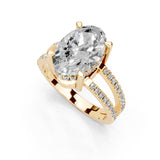Oval Cut Split Shank Lab Grown Diamond Engagement Ring with Pave Setting