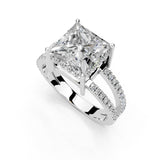 Princess Cut Split Shank Lab Grown Diamond Engagement Ring with Pave Setting
