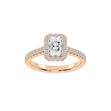 Radiant Cut Pave Setting Halo  Lab Grown Diamond Engagement Ring (1.8 mm width)