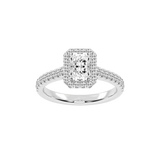 Radiant Cut Pave Setting Halo  Lab Grown Diamond Engagement Ring (1.8 mm width)