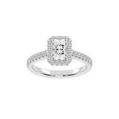 Radiant Cut Pave Setting Halo  Lab Grown Diamond Engagement Ring (1.8 mm width)
