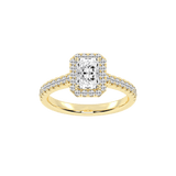 Radiant Cut Pave Setting Halo  Lab Grown Diamond Engagement Ring (1.8 mm width)