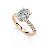 Oval Cut Hidden Halo  Pave  Lab Grown Diamond Engagement Ring