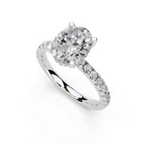 Oval Cut Hidden Halo  Pave  Lab Grown Diamond Engagement Ring