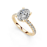 Oval Cut Hidden Halo  Pave  Lab Grown Diamond Engagement Ring