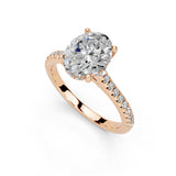 Oval Cut Square Prong Pave  Lab Grown Diamond Engagement Ring