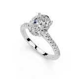 Oval Cut Square Prong Pave  Lab Grown Diamond Engagement Ring