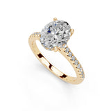 Oval Cut Square Prong Pave  Lab Grown Diamond Engagement Ring