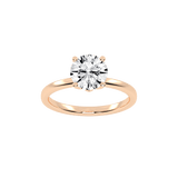 Round Cut Floral  Solitaire Lab Grown Diamond Engagement Ring (2 mm width)