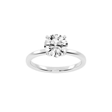 Round Cut Floral  Solitaire Lab Grown Diamond Engagement Ring (2 mm width)