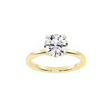 Round Cut Floral  Solitaire Lab Grown Diamond Engagement Ring (2 mm width)