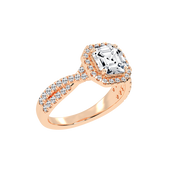 Asscher cut Halo Lab Grown Diamond Engagement Ring with Twisted Pave Setting