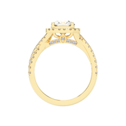Asscher cut Halo Lab Grown Diamond Engagement Ring with Twisted Pave Setting