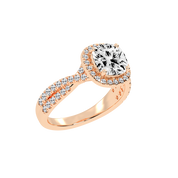 Cushion cut Halo Lab Grown Diamond Engagement Ring with Twisted Pave Setting
