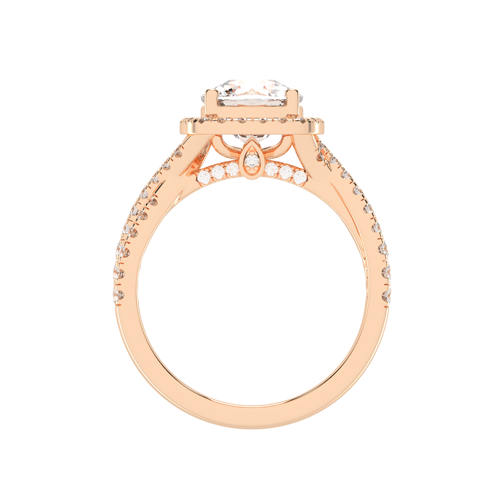 Cushion cut Halo Lab Grown Diamond Engagement Ring with Twisted Pave Setting