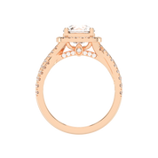 Cushion cut Halo Lab Grown Diamond Engagement Ring with Twisted Pave Setting