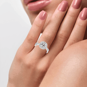 Cushion cut Halo Lab Grown Diamond Engagement Ring with Twisted Pave Setting