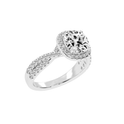Cushion cut Halo Lab Grown Diamond Engagement Ring with Twisted Pave Setting