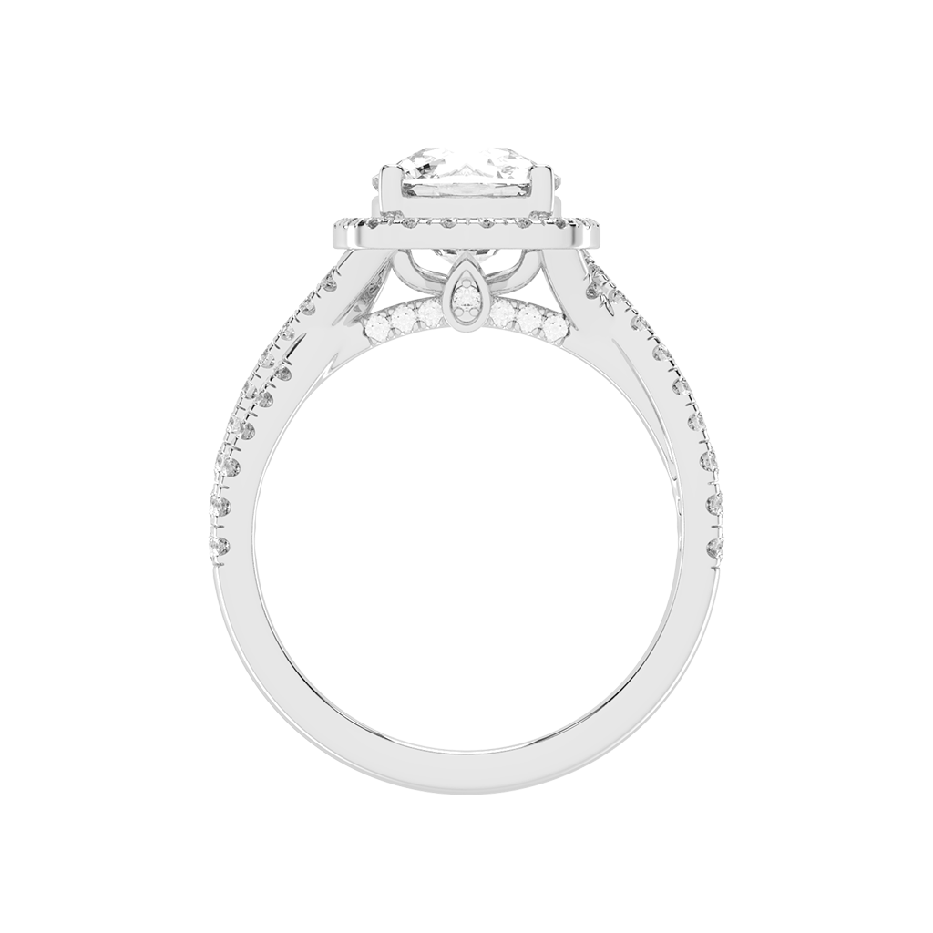 Cushion cut Halo Lab Grown Diamond Engagement Ring with Twisted Pave Setting