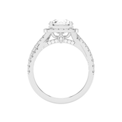 Cushion cut Halo Lab Grown Diamond Engagement Ring with Twisted Pave Setting