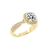 Cushion cut Halo Lab Grown Diamond Engagement Ring with Twisted Pave Setting