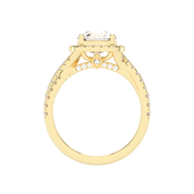 Cushion cut Halo Lab Grown Diamond Engagement Ring with Twisted Pave Setting