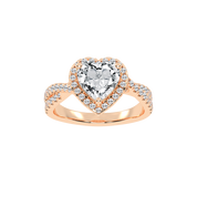 Heart cut Halo Lab Grown Diamond Engagement Ring with Twisted Pave Setting