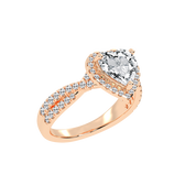 Heart cut Halo Lab Grown Diamond Engagement Ring with Twisted Pave Setting