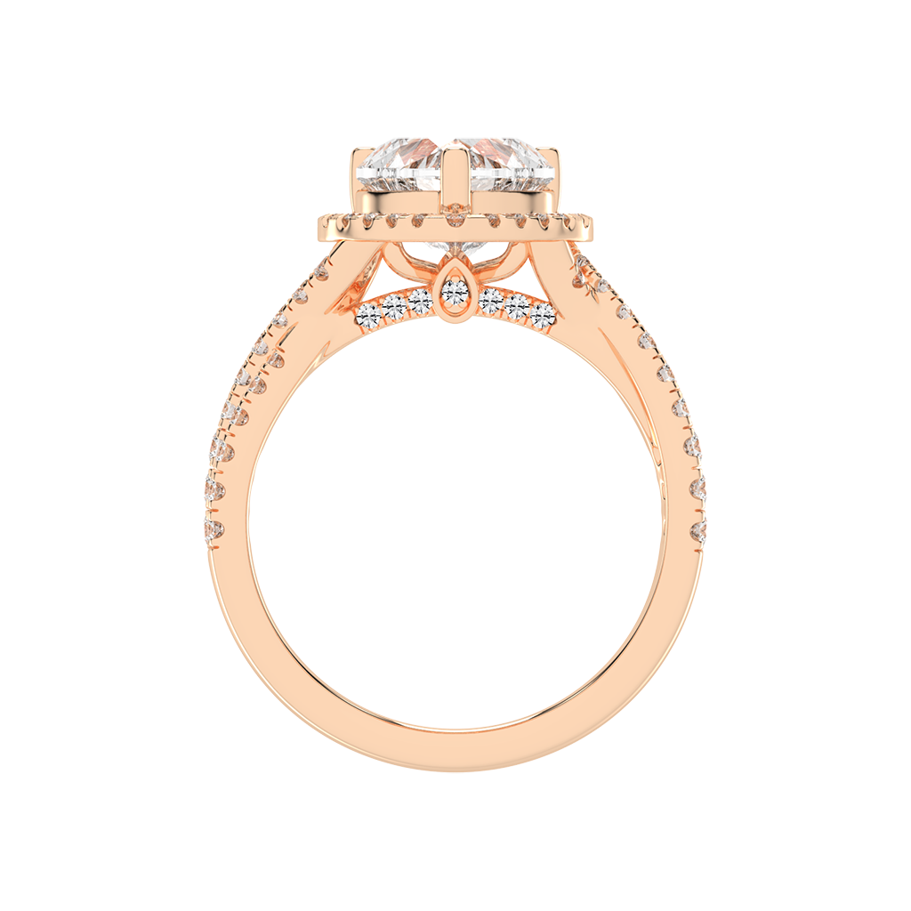 Heart cut Halo Lab Grown Diamond Engagement Ring with Twisted Pave Setting