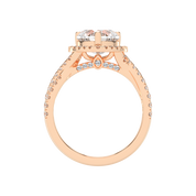 Heart cut Halo Lab Grown Diamond Engagement Ring with Twisted Pave Setting
