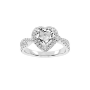 Heart cut Halo Lab Grown Diamond Engagement Ring with Twisted Pave Setting