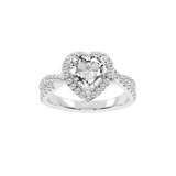 Heart cut Halo Lab Grown Diamond Engagement Ring with Twisted Pave Setting