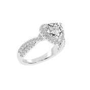 Heart cut Halo Lab Grown Diamond Engagement Ring with Twisted Pave Setting