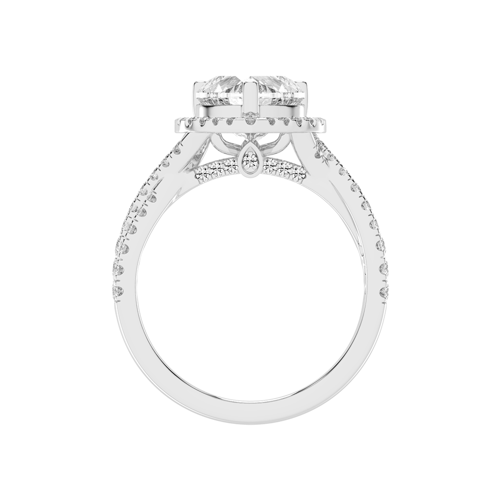 Heart cut Halo Lab Grown Diamond Engagement Ring with Twisted Pave Setting