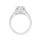 Heart cut Halo Lab Grown Diamond Engagement Ring with Twisted Pave Setting