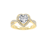 Heart cut Halo Lab Grown Diamond Engagement Ring with Twisted Pave Setting