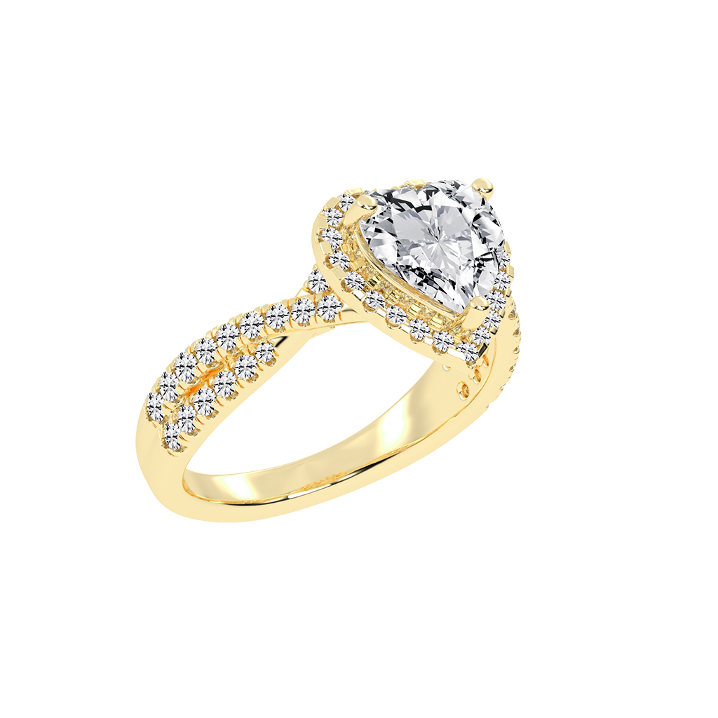 Heart cut Halo Lab Grown Diamond Engagement Ring with Twisted Pave Setting