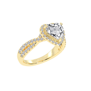 Heart cut Halo Lab Grown Diamond Engagement Ring with Twisted Pave Setting