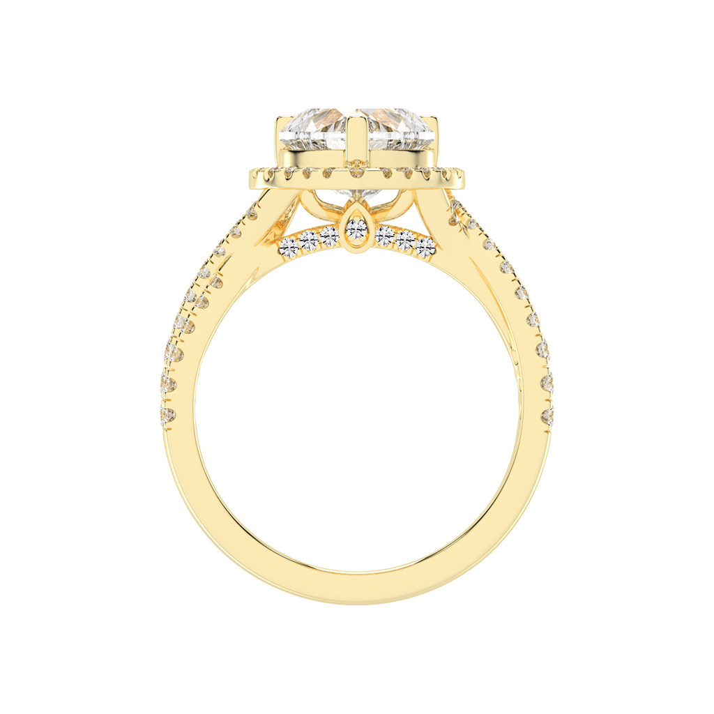 Heart cut Halo Lab Grown Diamond Engagement Ring with Twisted Pave Setting